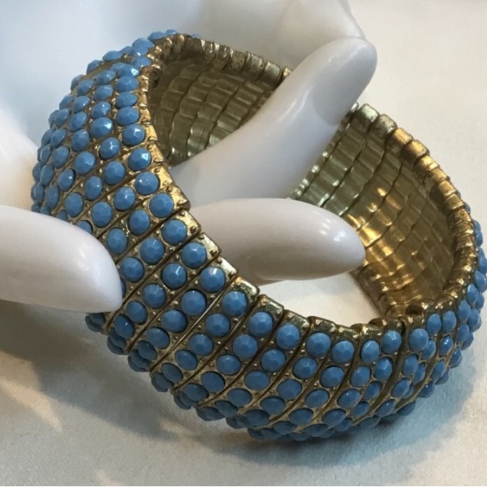 Vintage Gold Turquoise Stretch Bridal Wedding Bracelet